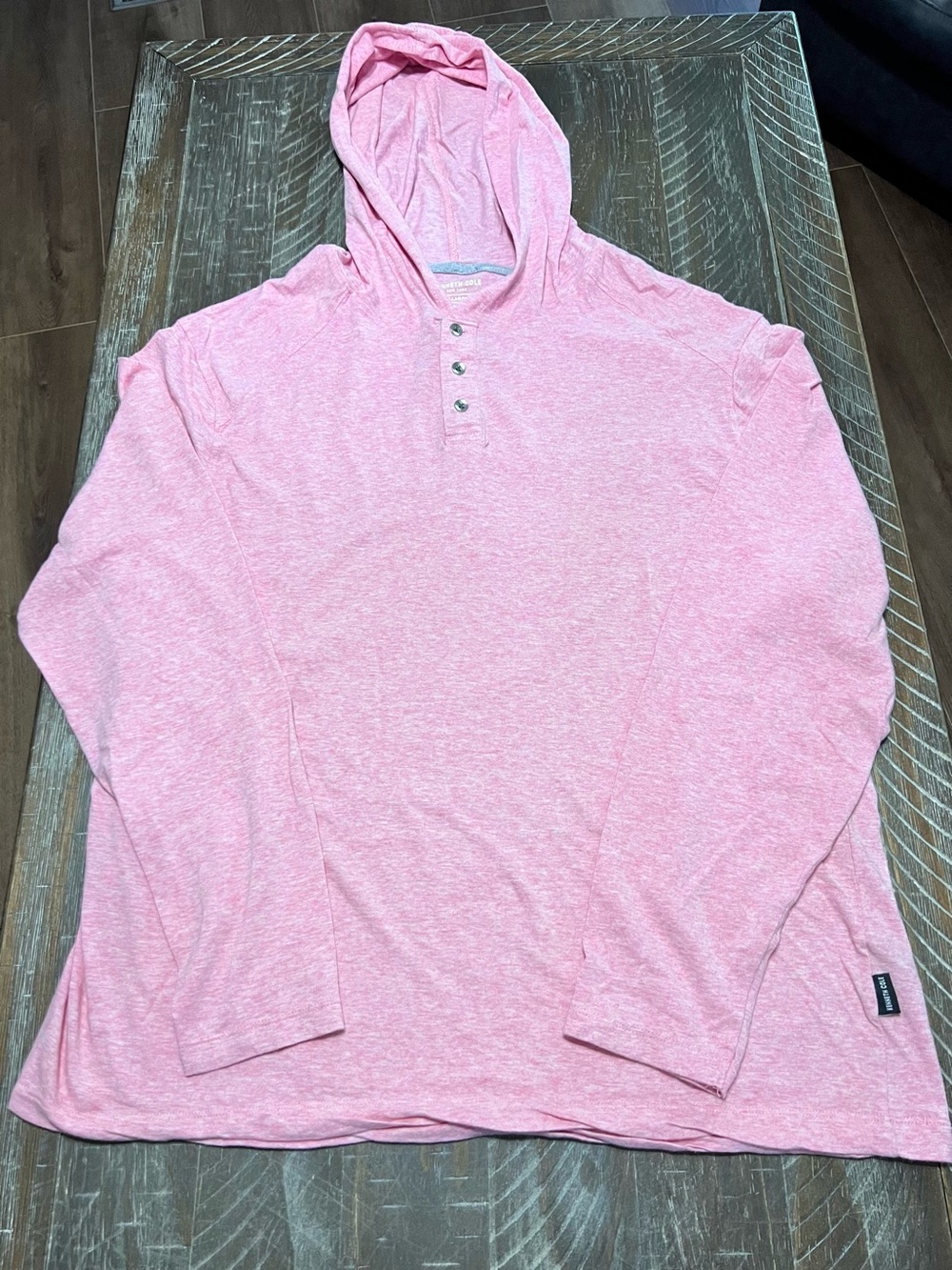 Kenneth Cole New York Men’s Pink Coastal Lightweight Henley Hoodie Size XL